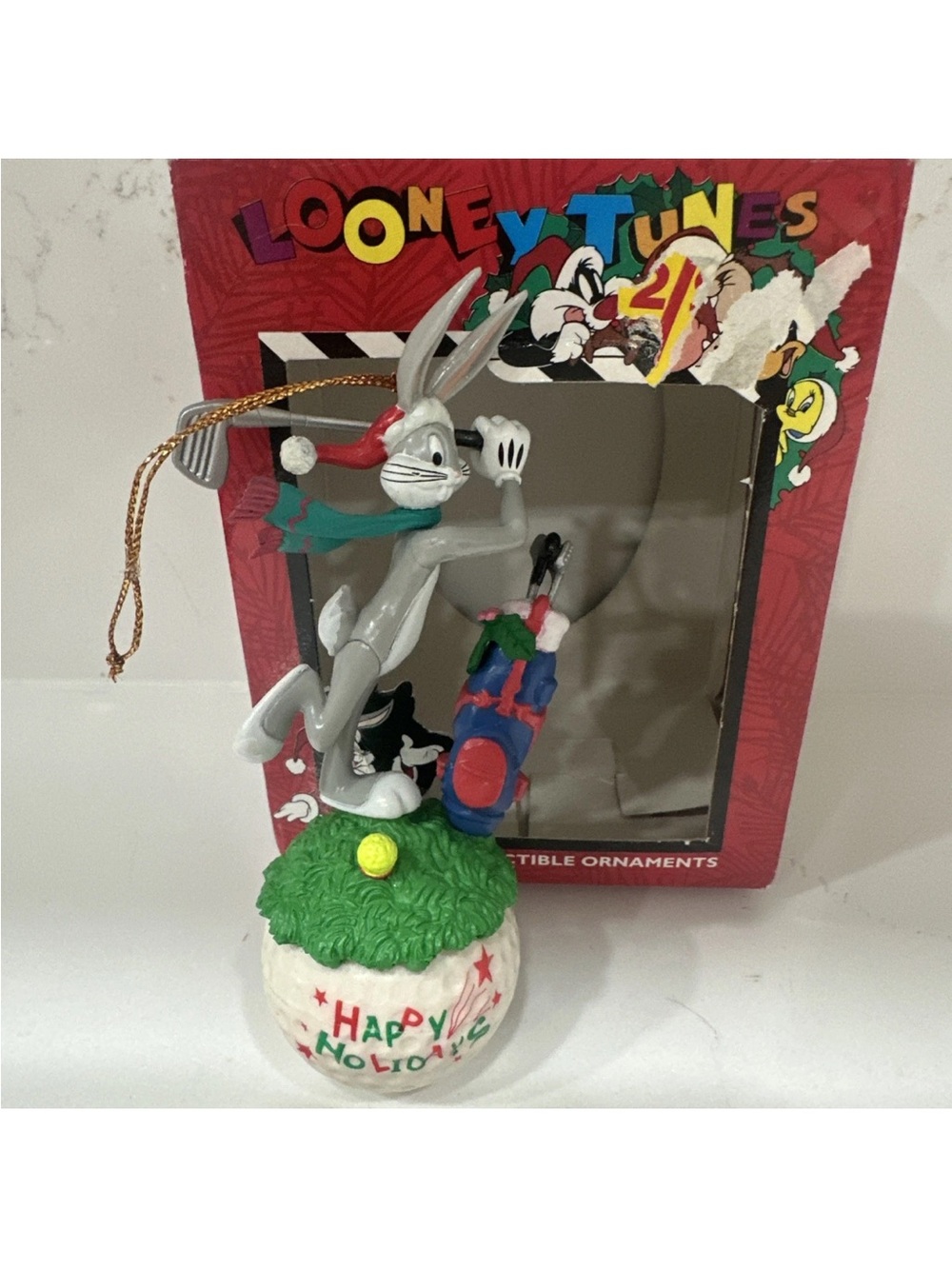 Bugs Bunny Golf Looney Tunes Matrix Collectible Christmas Ornament Happy Holiday